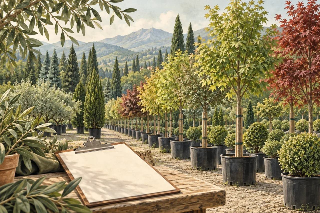 Buying ornamental plants wholesale: a project sourcing guide — conceptual botanical illustration