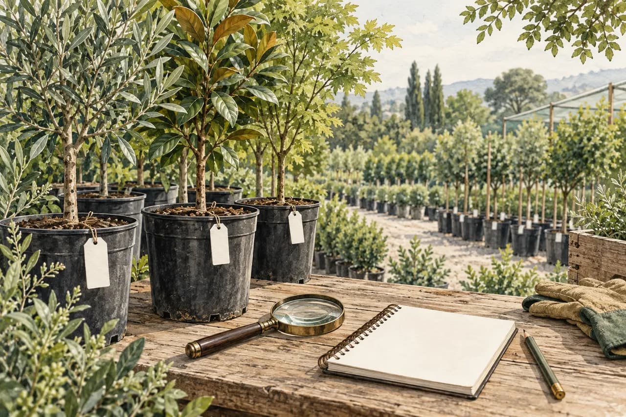 Choosing an ornamental plant supplier: questions buyers should ask — conceptual botanical illustration